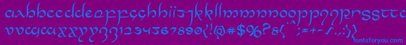 Halfelven-Schriftart – Blaue Schriften auf violettem Hintergrund