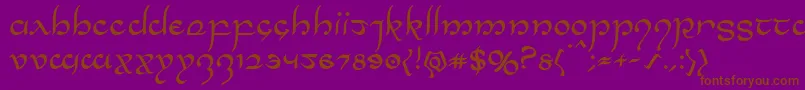 Halfelven-Schriftart – Braune Schriften auf violettem Hintergrund