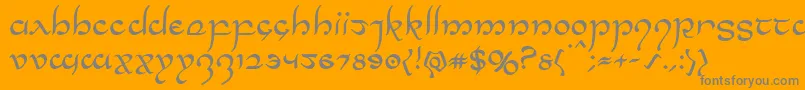 Halfelven-Schriftart – Graue Schriften auf orangefarbenem Hintergrund