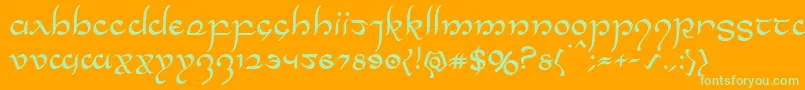Halfelven Font – Green Fonts on Orange Background