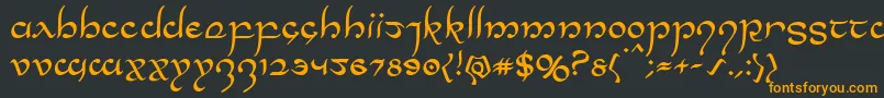 Halfelven-Schriftart – Orangefarbene Schriften auf schwarzem Hintergrund