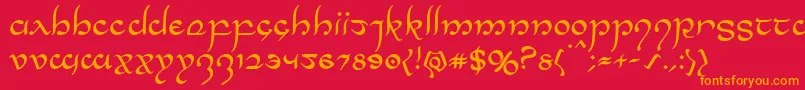 Halfelven Font – Orange Fonts on Red Background