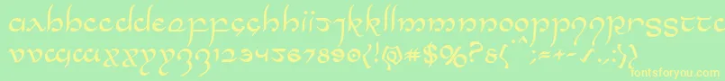 Halfelven Font – Yellow Fonts on Green Background