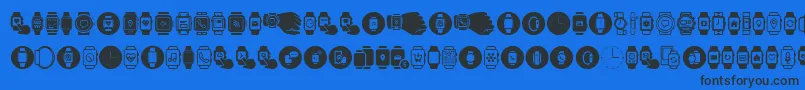 Smartwatch-Schriftart – Schwarze Schriften auf blauem Hintergrund