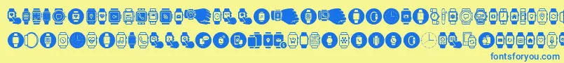 Smartwatch Font – Blue Fonts on Yellow Background