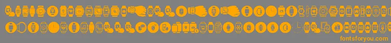 Smartwatch-Schriftart – Orangefarbene Schriften auf grauem Hintergrund