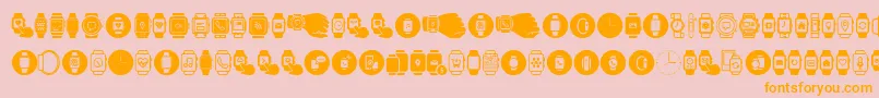 Smartwatch-Schriftart – Orangefarbene Schriften auf rosa Hintergrund