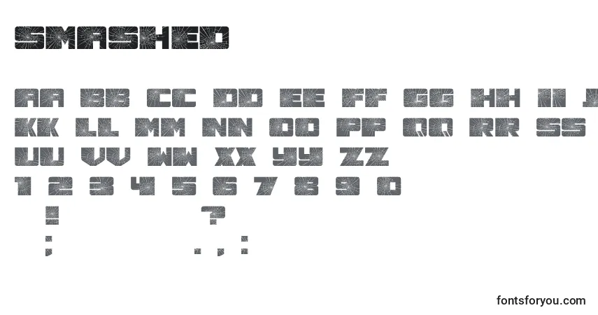 Schriftart Smashed – Alphabet, Zahlen, spezielle Symbole