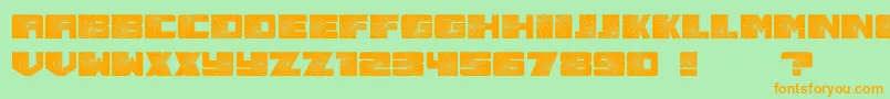 フォントSmashed – オレンジの文字が緑の背景にあります。