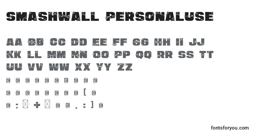 Czcionka SmashWall PersonalUse – alfabet, cyfry, specjalne znaki
