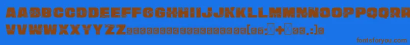フォントSmashWall PersonalUse – 茶色の文字が青い背景にあります。