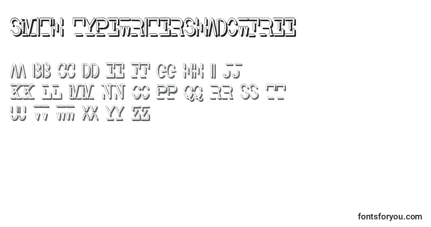Czcionka Smith TypewriterShadowFree – alfabet, cyfry, specjalne znaki