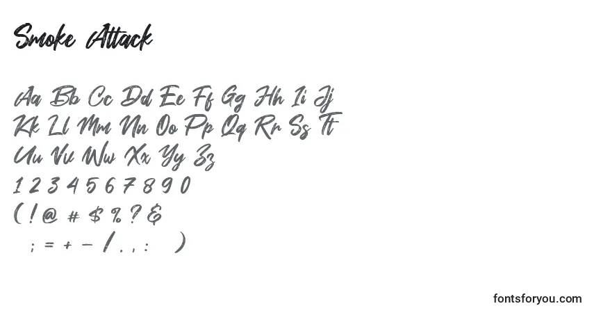 Schriftart Smoke Attack (141272) – Alphabet, Zahlen, spezielle Symbole