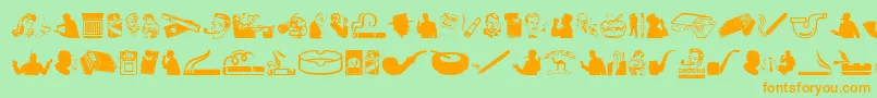 Smoking-fontti – oranssit fontit vihreällä taustalla