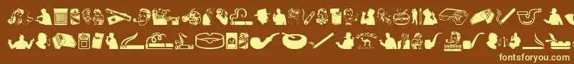 Smoking Font – Yellow Fonts on Brown Background