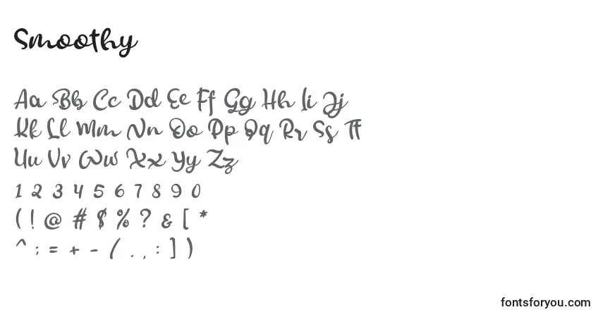 Schriftart Smoothy – Alphabet, Zahlen, spezielle Symbole