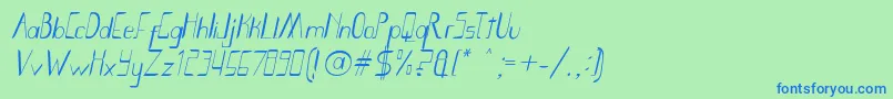 Smoth Bight Italic   Por Kustren-fontti – siniset fontit vihreällä taustalla