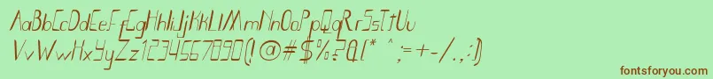 Smoth Bight Italic   Por Kustren Font – Brown Fonts on Green Background