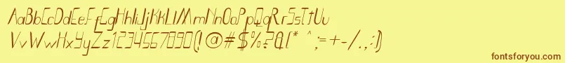 Smoth Bight Italic   Por Kustren Font – Brown Fonts on Yellow Background