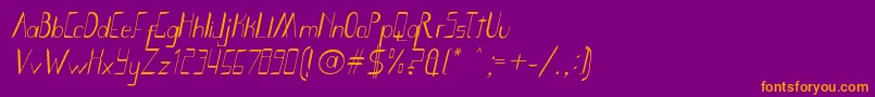 Smoth Bight Italic   Por Kustren-fontti – oranssit fontit violetilla taustalla