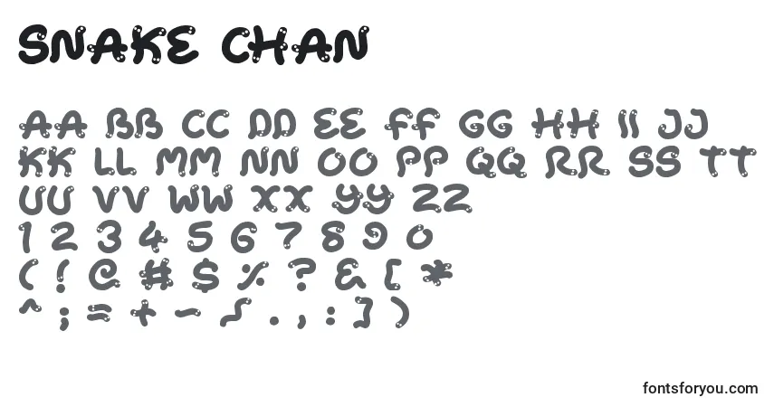Schriftart Snake Chan – Alphabet, Zahlen, spezielle Symbole