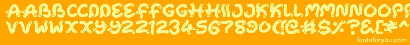 Snake Chan-Schriftart – Gelbe Schriften auf orangefarbenem Hintergrund