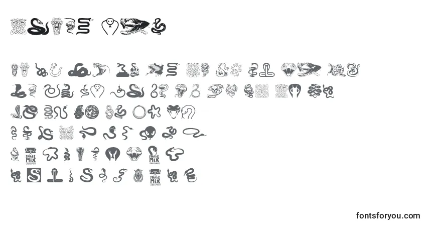 Czcionka Snake mix – alfabet, cyfry, specjalne znaki