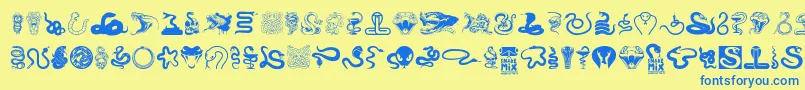 Weitere Informationen zur Snake mix-Schriftart Snake mix-Schriftart – Blaue Schriften auf gelbem Hintergrund