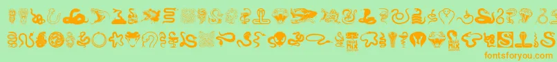 Snake mix-Schriftart – Orangefarbene Schriften auf grünem Hintergrund