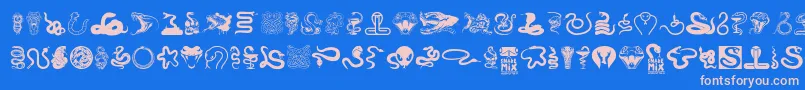 Snake mix-Schriftart – Rosa Schriften auf blauem Hintergrund