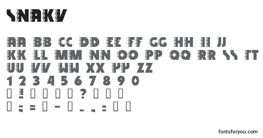 Fuente SNAKV    (141287) - alfabeto, números, caracteres especiales