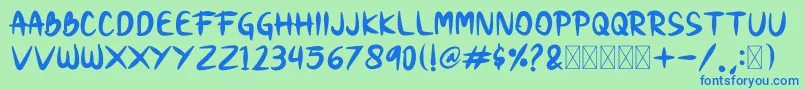 Snobi Font – Blue Fonts on Green Background