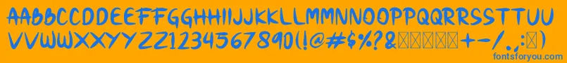 Snobi Font – Blue Fonts on Orange Background