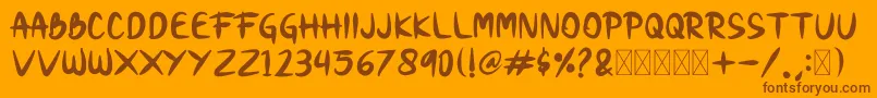 Snobi-fontti – ruskeat fontit oranssilla taustalla