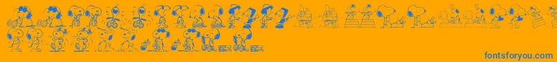 Snoopy Dings Font – Blue Fonts on Orange Background