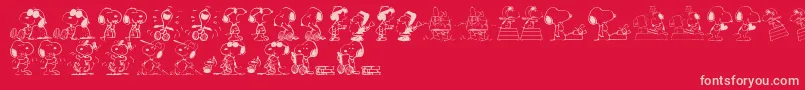 フォントSnoopy Dings – 赤い背景にピンクのフォント