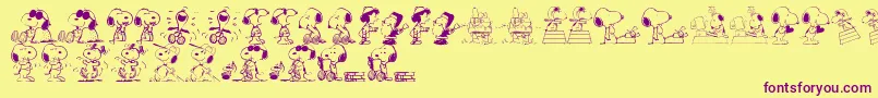 Snoopy Dings Font – Purple Fonts on Yellow Background