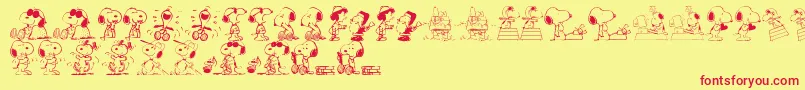 Snoopy Dings Font – Red Fonts on Yellow Background