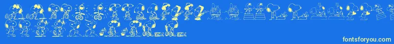 Snoopy Dings Font – Yellow Fonts on Blue Background