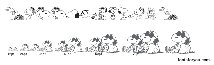 Snoopy Dings-fontin koot