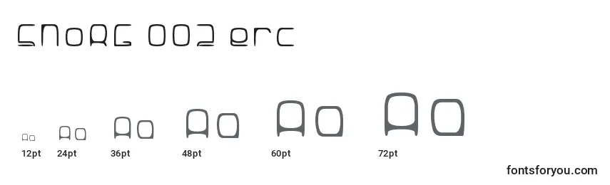Размеры шрифта SNoRG 002 erc