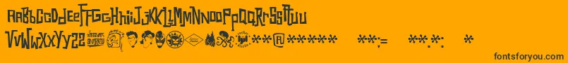 Snorks-Schriftart – Schwarze Schriften auf orangefarbenem Hintergrund