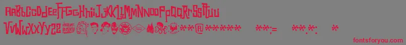 フォントSnorks – 赤い文字の灰色の背景