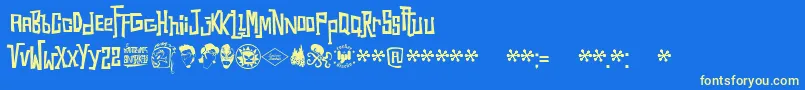 Snorks Font – Yellow Fonts on Blue Background