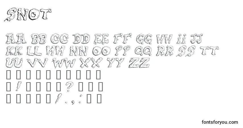 A fonte SNOT     (141297) – alfabeto, números, caracteres especiais