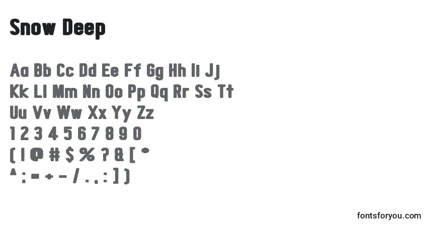 Czcionka Snow Deep – alfabet, cyfry, specjalne znaki