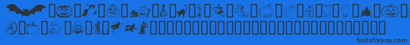Helloween-Schriftart – Schwarze Schriften auf blauem Hintergrund