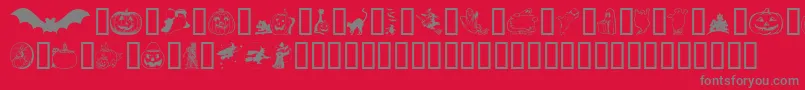 Helloween-Schriftart – Graue Schriften auf rotem Hintergrund