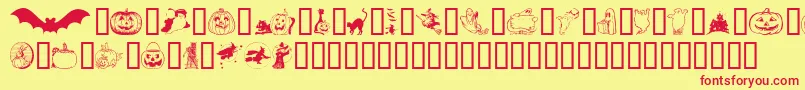 Helloween-Schriftart – Rote Schriften auf gelbem Hintergrund