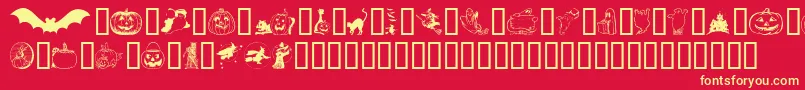 Helloween-Schriftart – Gelbe Schriften auf rotem Hintergrund